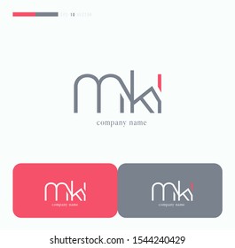 Letters M K I joint logo icon with business card vector template.