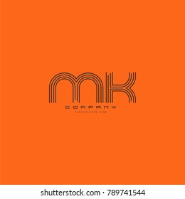 Letters M & K joint logo icon. Stroke letter vector element.