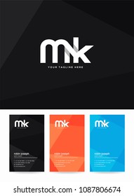 Letters M & K logo, icon with business card vector template.