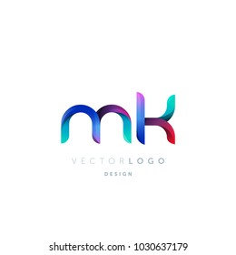Letters M K, M & K logo, multi colour letters icon vector template.

