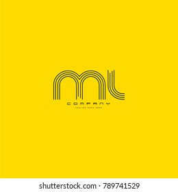 Letters M & L joint logo icon. Stroke letter vector element.