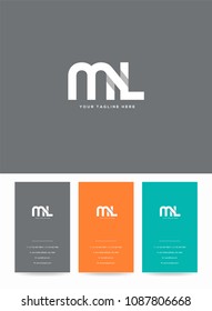 Letters M & L logo, icon with business card vector template.