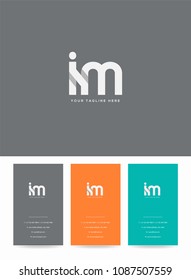Letters I M logo, emblem or icon with business card vector template.