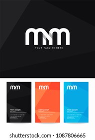 Letters M & M logo, icon with business card vector template.