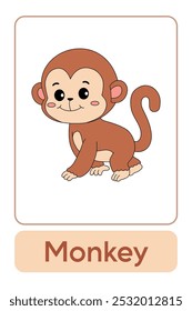 As letras M são para macaco. Animal Flashcard printable aprender letras Alfabeto abc Inglês para crianças educação e atividade de jogo. Planilhas de jardim de infância e pré-escola imprimíveis para crianças.