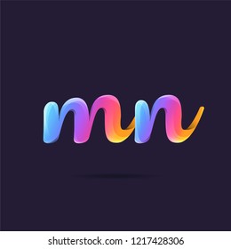 Letters M & N 3D logo, multi colour gradient letters icon vector template.
