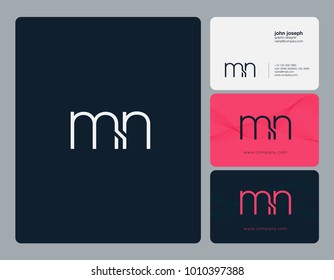Letters M N, M & N joint logo icon with business card vector template.