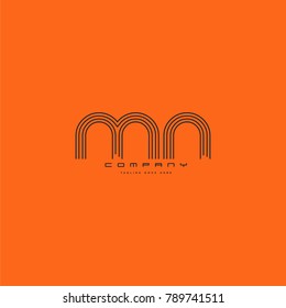 Letters M & N joint logo icon. Stroke letter vector element.