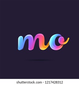 Letters M & O 3D logo, multi colour gradient letters icon vector template.