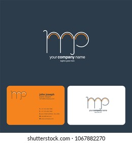 Letters M & P joint logo icon with business card vector template.
