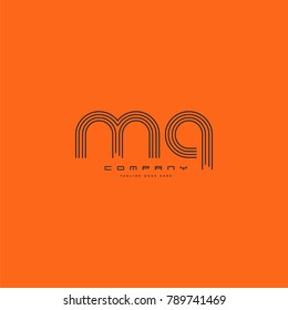 Letters M & Q joint logo icon. Stroke letter vector element.
