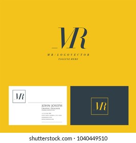 Letters M R, M & R joint logo icon with business card vector template.
