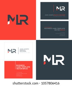 Letters M R, M & R joint logo icon with business card vector template.