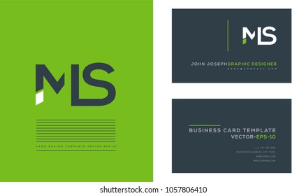 Letters M S, M & S joint logo icon with business card vector template.
