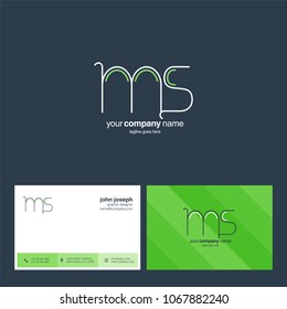 Letters M & S joint logo icon with business card vector template.

