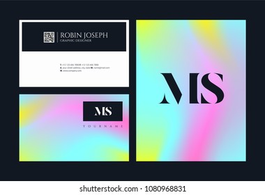 Letters M S, M & S joint logo icon with business card vector template.