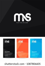 Letters M & S logo, icon with business card vector template.