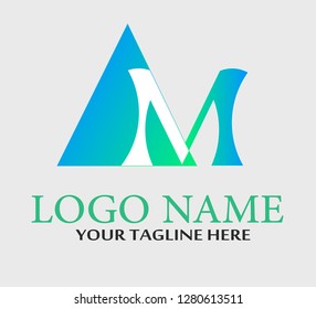 letters M and shape triangle logo design. Modern logo design initial M