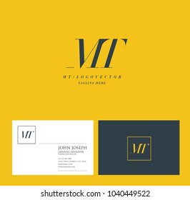 Letters M T, M & T joint logo icon with business card vector template.