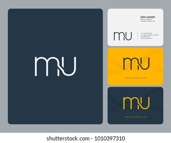 Letters M U, M & U joint logo icon with business card vector template.