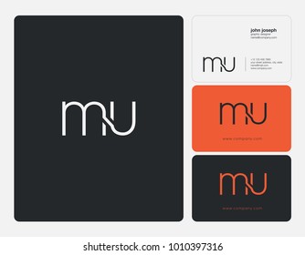 Letters M U, M & U joint logo icon with business card vector template.