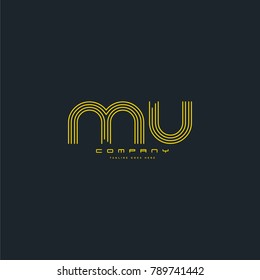 Letters M & U joint logo icon. Stroke letter vector element.
