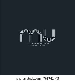 Letters M & U joint logo icon. Stroke letter vector element.