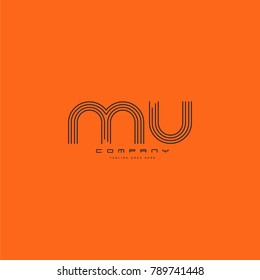 Letters M & U joint logo icon. Stroke letter vector element.