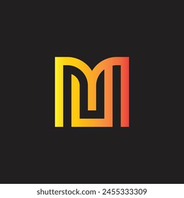 letters M and U unique connecting simple vector logo symbol
