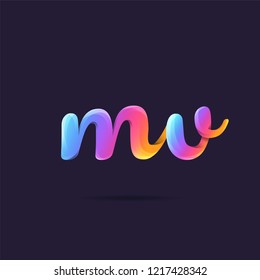 Letters M & V 3D logo, multi colour gradient letters icon vector template.
