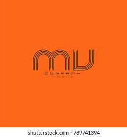 Letters M & V joint logo icon. Stroke letter vector element.