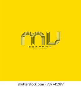 Letters M & V joint logo icon. Stroke letter vector element.