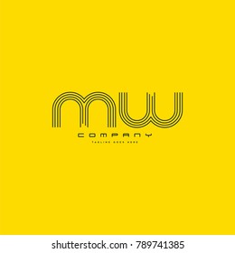 Letters M & W joint logo icon. Stroke letter vector element.