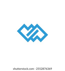 letras m w vinculadas diamantes azuis simples vetor de logotipo geométrico 