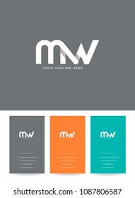 Letters M & W logo, icon with business card vector template.