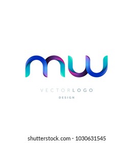Letters M W, M & W logo, multi colour letters icon vector template.

