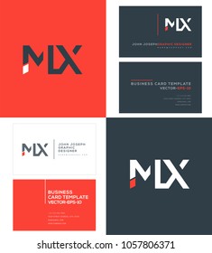 Letters M X, M & X joint logo icon with business card vector template.