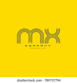 Letters M & X joint logo icon. Stroke letter vector element.