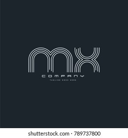 Letters M & X joint logo icon. Stroke letter vector element.