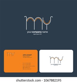 Letters M & Y joint logo icon with business card vector template.
