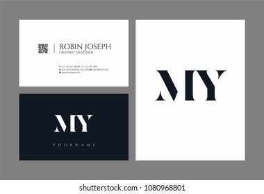 Letters M Y, M & Y joint logo icon with business card vector template.