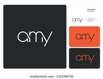 Letters A M Y Joint logo icon with business card vector template.