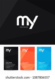 Letters M & Y logo, icon with business card vector template.