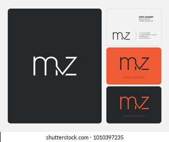Letters M Z, M & Z joint logo icon with business card vector template.