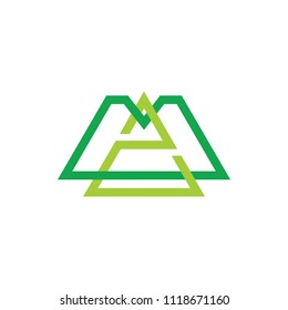 letters m2 triangle design logo 