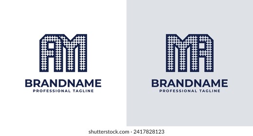 Letters AM and MA Dot Monogram Logo, Suitable for business with AM or MA initials