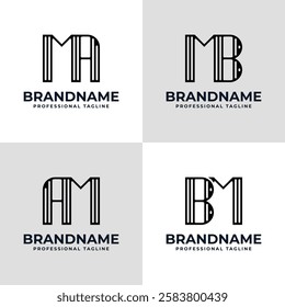 Letters MA AM MB BM Stripe Logo, suitable for any business with MA AM MB BM initials