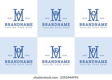 Letters MA MB MC MD ME MF Monogram Serif Logo, for business with AM BM CM DM EM FM initials