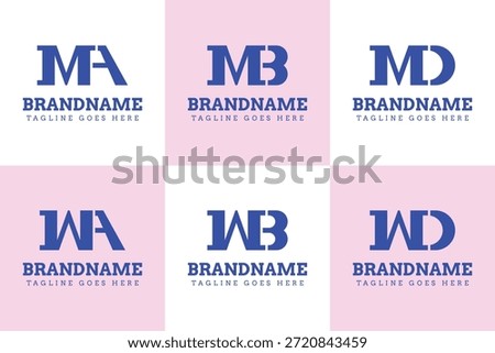 Letters MA MB MD WA WB WD Monogram Luxury Logo Set, for AM BM DM AW BW DW initials