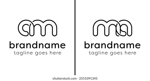 Letras AM y MA Monogram Line Logo, adecuado para cualquier negocio con iniciales MA o AM